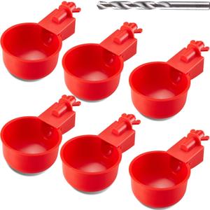 Chicken Water Cups, Automatic Waterer Kit for Poultry, 3/8 Inch Thread Filling Poultry Drinking Bowl Chicken, Ducks, Birds, Turkeys etc (6 Pack)