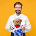 HollyHOME Chef Stuffed Animal Teddy Bear Soft Plush Toy with Chef Uniform Unique Toy Gifts for Kids and Chefs Holiday Birthday Valentine 16 inche