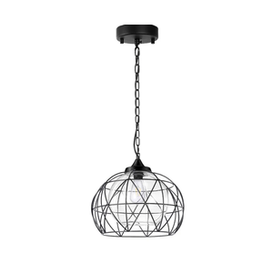 Wellmet 1-Light Hanging Lights,14.5 Inch Outdoor Chandelier Black Cage Pendant Lighting with Glass Shades, Porch Gazebo Barn Light Fixture Perfect for Dining Room, Bar, Aisle, Hallway, Entryway, Foyer