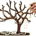 LEKAYIHU Wooden Jewelry Tree Necklace Holder,9 Inch Jewelry Stand Creative Ring Holder Necklace Suitable Ring Earrings Necklace Bracelet for living rooms, bathrooms,offices (TREE)