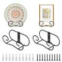 Sumnacon Plate Hangers for the Wall Metal Wall Plate Hangers with Screws,4 Pack Plate Holders for Displaying on the Wall Decorative Black Plate Stand for Plate Bowl Board Displaying (Large)