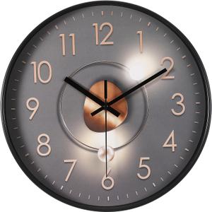 PATIKIL 12 Inch Modern Wall Clock, Silent Non-Ticking Wall Clocks Sweep Mechanism Battery Operated Modern Style for Office Home Living Room Kitchen Decoration, Silver Gray Orange