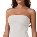 QINSEN Women's Tube Tops Strapless Bandeau Tops Double Lined Slim Fit Summer Going Out Tank Tops (White, XS)