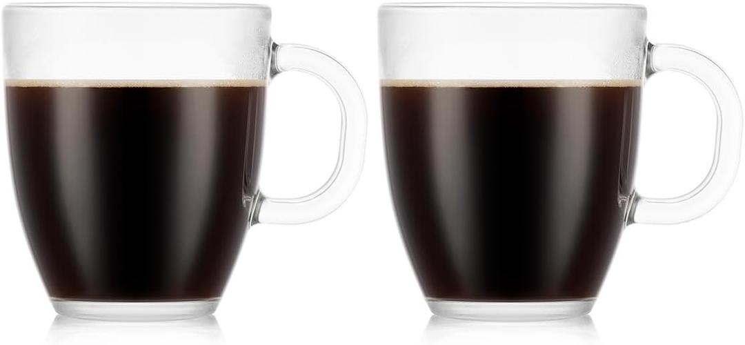 Bodum 12oz Bistro Coffee Mug Single-Wall Tempered Glass, 2 Pack, Clear