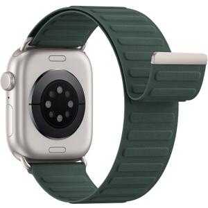 Magnetic Sport Bands Patented Compatible with Apple Watch Band 49mm 46mm 45mm 44mm for Men Women, Nylon Strap Replacement for iWatch Ultra/ 3/ 2/ 1 Olive Green