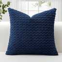 OTOSTAR Corduroy Soft Decorative Throw Pillow Covers 16x16 Inch Square Pillow Covers with 3D Bubble Texture Cushion Case for Couch Sofa Bedroom Boho Pillowcase for Home Decor (Navy Blue)