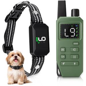Small Shock Collar for Small Dogs1300FT Dog Training Collar with Remote4 Training Modes - IP67 Waterproof Rechargeable, Beep, Vibration, Safe Shock, IR for Small & Medium Dogs(5-30LbsGreen)