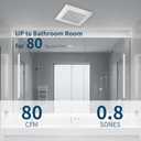 Tech Drive Bathroom Exhaust Fan 80 CFM, 0.8 Sone, 4-Inch Duct,No Attic Access Needed,Super Quiet Ventilation Fan, Easy to Install Ceiling Mounted, White, ETL Certified