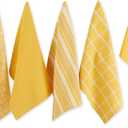 DII Assorted Woven Kitchen Set, Dishtowel, 18x28, Dishcloth, 13x13, Mustard, 5 Piece