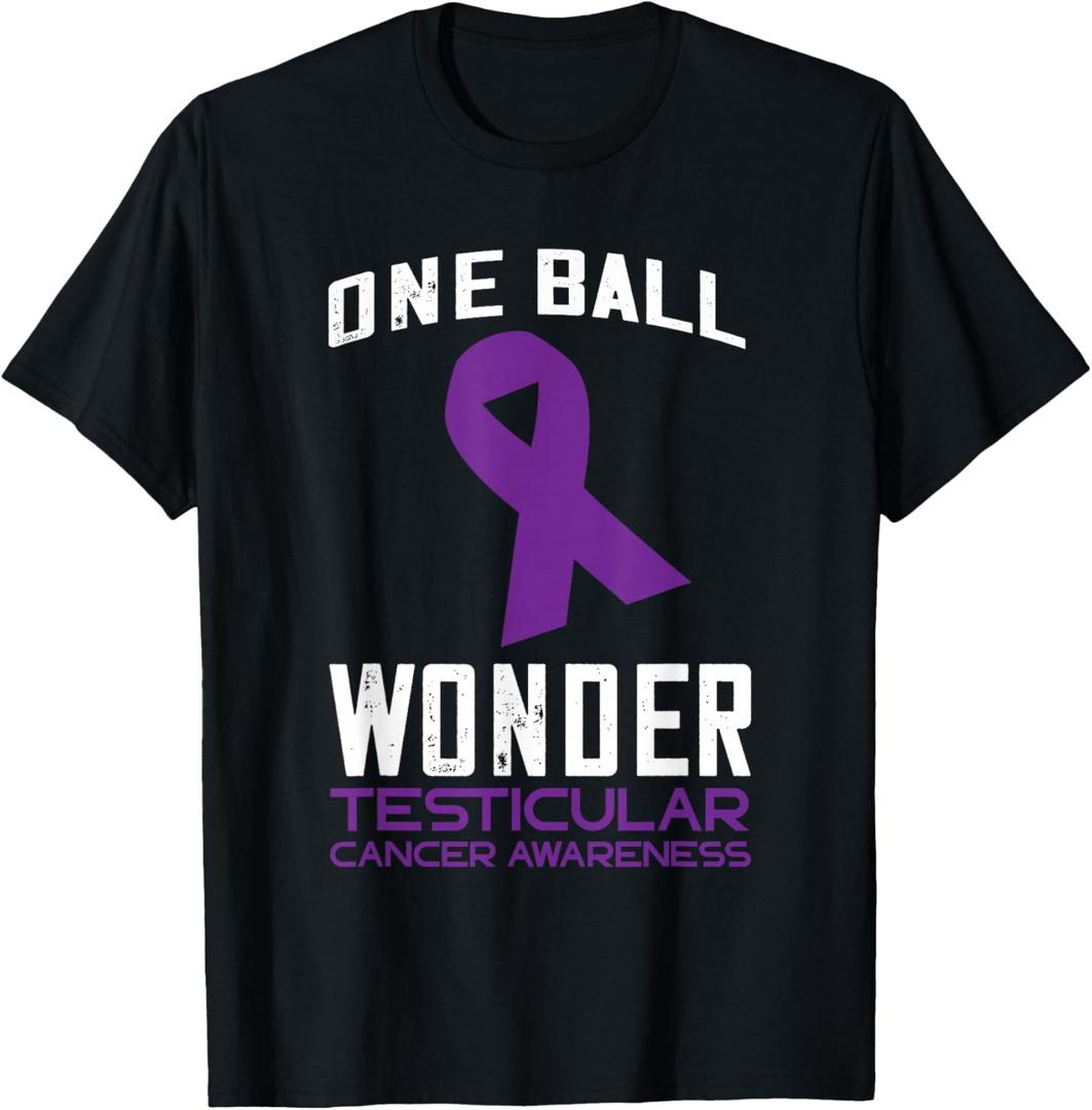 One Ball Wonder Testicle Cancer Testicular Cancer Awareness T-Shirt, XL