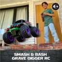 Monster Jam, Official Smash & Bash Grave Digger Remote Control Indoor & Outdoor Vehicle, 1:15 Scale Repairable Monster Truck, Kids Toys for Boy and Girls Ages 4 and up, One Size