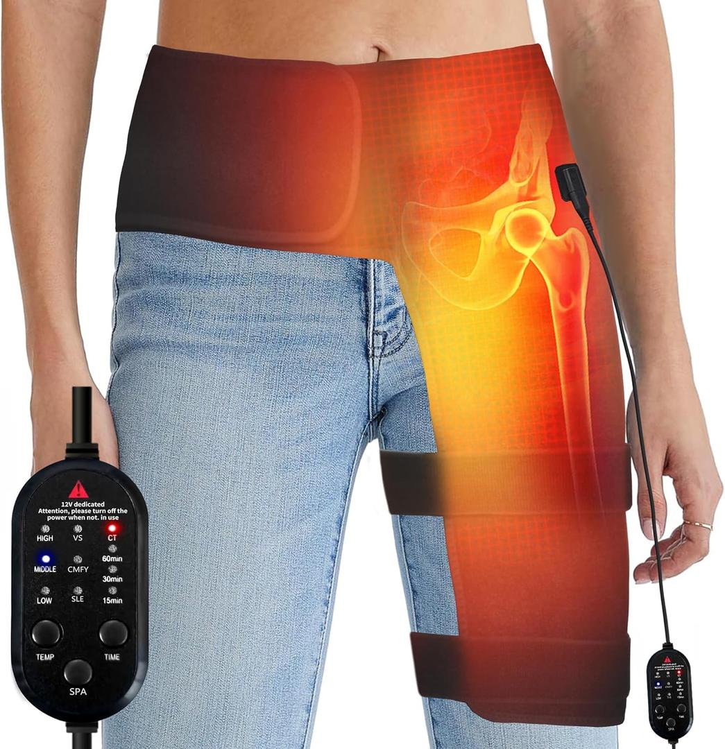 Hip Heating Pad, Hip Massager Vibration, Heating Pad for Hip, Thigh/Buttocks Electric Heated Hip Brace, Heating Pad for Hip Pain Relief