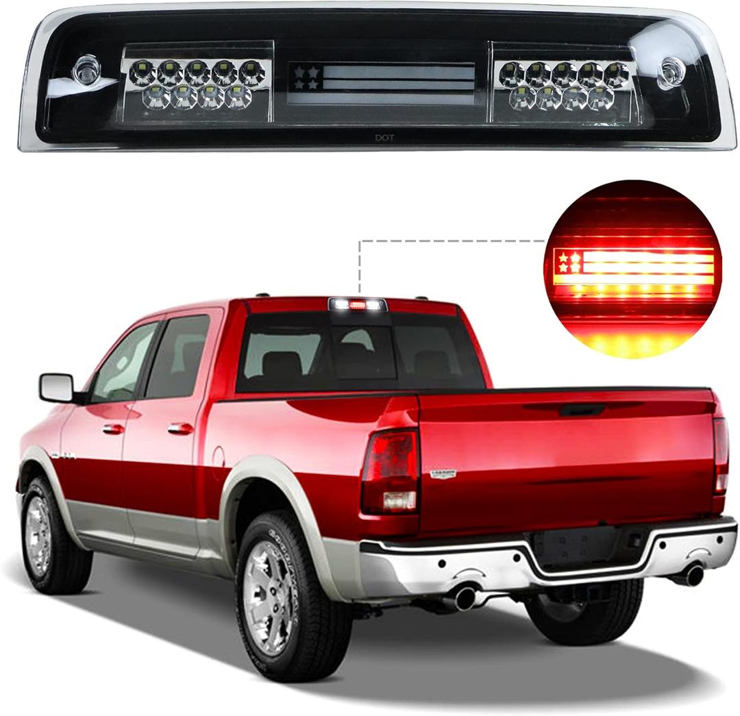 LED 3rd Third Brake Light Fit for Dodge Ram 1500 (2009-2017), for Dodge Ram 2500 3500 (2010-2017), High Mount Stop Light Assembly Cargo Light Replacement (Clear Lens)