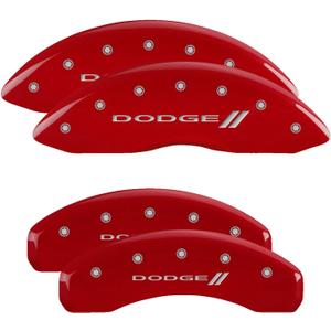 MGP Brake Caliper Covers for 2011-2025 Dodge Durango (Requires 17" Wheels or Larger) Red Powder-Coated Finish, Engraved Silver DODGE II Logo, Aluminum Front and Rear Caliper Covers (Set of 4)