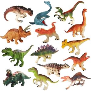 Yowlieu 14 Pcs Figures Toys Realistic Mini Dinosaurs Animal Figurines, Plastic Learning Educational Playset Animal Themed Party Supplies Cake Topper Ornaments for Easter Egg Birthday Christmas