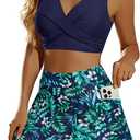 Aqua Eve Two Piece Bikini Skirt Swimsuit - 2 Piece Bathing Suits for Women High Waisted with Pockets 2026 Swimwear (Blue, L)