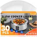 30 Pack Slow Cooker Liners, Large Size 13"x 21" Cooking Bags Disposable Pot Liners, Plastic Slow Cooker Bags Fits 3-8 Quarts, BPA Free, Suitable for Oval & Round Pot