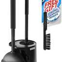 FORASTO 2 in 1 Toilet Plunger and Brush Set, Toilet Bowl Cleaning Combo, Groove Gap Brush, Black
