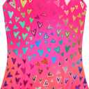 Girls One Piece Swimsuits Summer UPF 50+ Quick Dry Beach Bathing Suit Cross Shoulder Strap Swimwear (7-8 Years, Red Heart)