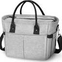 KIPBELIF Cute&Classy Roomy Insulated Lunch Bags for Women - Stylish & Functional Large Tote Adult Lunch Box for Working & Picnic (Standard Size, Gray)
