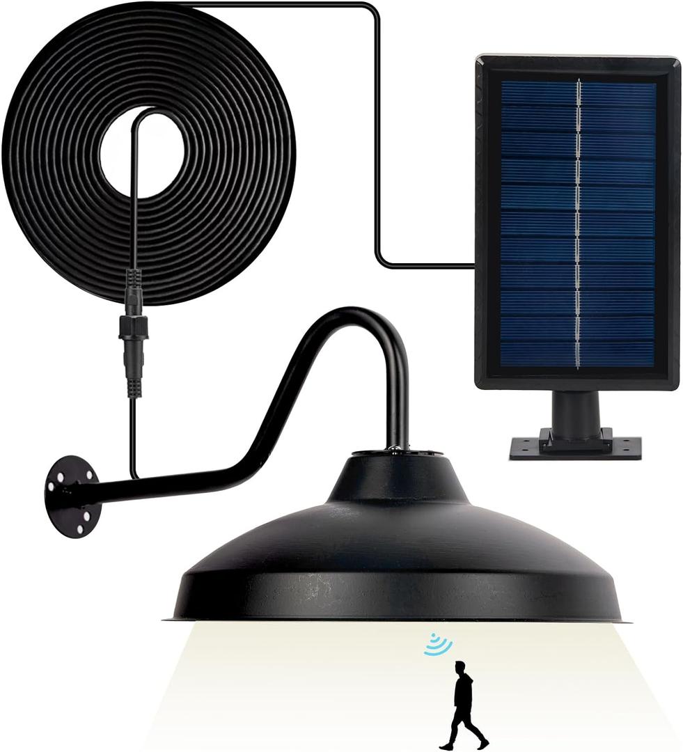 Solar Barn Lights Outdoor Waterproof, Solar Wall Lights Motion Sensor Wall Sconce, Dusk to Dawn Outdoor Lights Waterproof, Gooseneck Barn Light for Farmhouse House Porch Garage Yard