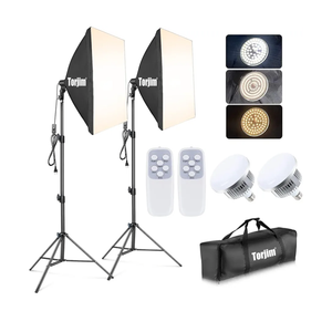 Torjim Softbox Photography Lighting Kit, 2Pcs 27" x 27" Professional Soft Box | 3000K-7500K 85W LED Bulbs with Remote, Photography Continuous Lighting Kit for Studio Lights, Portrait, Video Recording