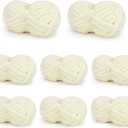 Chunky Yarn for Hand Knitting, Chunky Chenille Blanket Yarn for Crocheting, Bulky Soft Fluffy Chenille for Blanket Project, 8 Pack of 8oz/25yds, Milk White