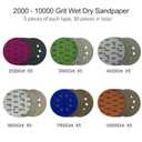 5 Inch 8 Holes Sanding Discs Hook and Loop, 30Pcs Wet Dry Sandpaper, 2000 3000 4000 5000 7000 10000 Grit Sandpaper, Round High Grit Sand Paper for Orbital Sander