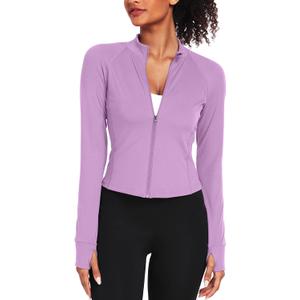 CADMUS Butterluxe Women's Workout Jackets Long Sleeve Full Zip Slim Fit Sportswear Crop Tops Thumb Holes for Running Small