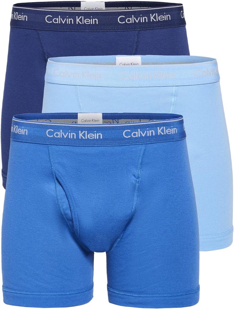 Calvin Klein Mens Cotton Classics 3-Pack Boxer Brief (Blue, M)