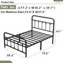 14 Inch Metal Bed Frame, Twin Size Bed Frame with Storage Space,Heavy Duty Sturdy Mattress Foundation,Easy Assembly,No Box Spring Needed, Black