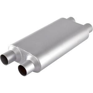 Universal 80Series Mufflers 2.25 Inch Dual Inlet (ID) 2.25 Inch Dual Outlet (ID), 3 Chamber Performance Automotive Muffler Exhaust FH20D20