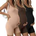 3 Pack Maternity Jumpsuits | Cotton, Spaghetti Strap, Adjustable, Cami, Ribbed, U Neck, Pregnancy, Tank Bodysuits, Casual, Lounge, Summer, Daily Wear M