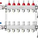 ABST PEX Manifold,6 Loop Stainless Steel Floor Radiant Heat Manifold Kit with 1/2" Adapters Included for Hydronic Radiant Floor Heating