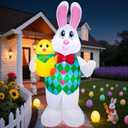 Danxilu 5 Foot Easter Inflatables Outdoor Decorations, Cute Blow Up Bunny Holding Chick for Outside, Built in LEDs Spring Holiday Inflatable Yard Decoration for Party Indoor Garden Lawn