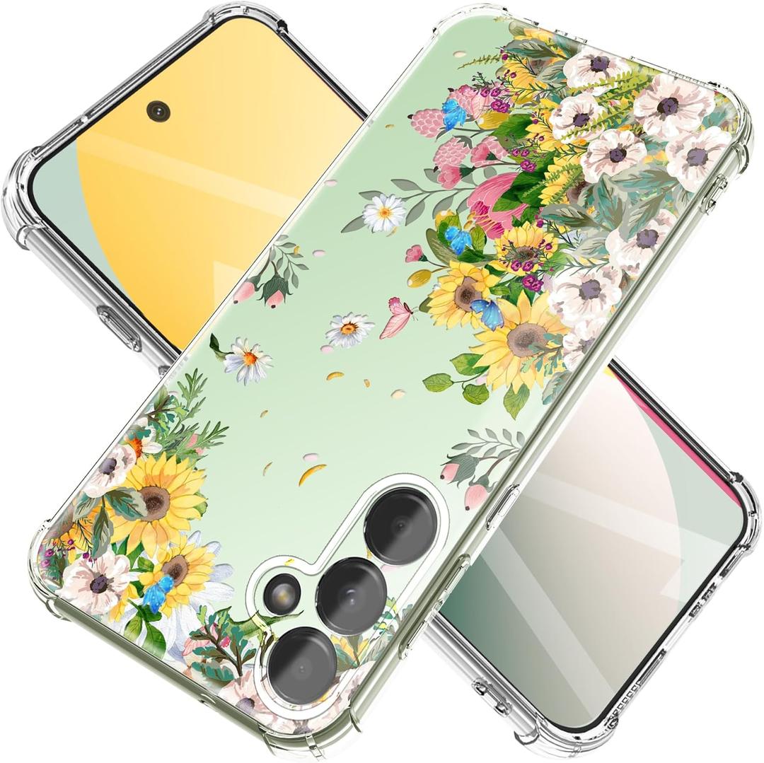 for Samsung Galaxy S26 Plus Case S26+ Case[Marble Slim]+[Anti-Drop Shockproof Protective] Soft TPU Women Stylish Phone Covers 6.7 Inch (Flowers Sea)