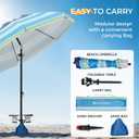 HOMEDEMO 8FT Large Beach Umbrella with Weight Bag & Sand Anchor, Outdoor Umbrellas with Adjustable Aluminum Pole and Table, Heavy Duty Windproof & UPF 50+