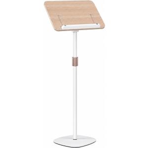 Lectern Podium Stand, Height Adjustable 37"-51" Portable Floor Standing Wooden Podium for Classroom Teacher, Church Pulpit, Wedding Speech, Reading, Laptop Desk, Book & Music Stand, Natural Wood