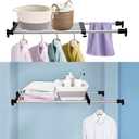 BAOYOUNI Expandable Shelf Closet Tension Rod Adjustable Shelving Unit Storage Rack Organizer Hanger Space Saving Divider for Wardrobe, Cupboard, Kitchen, Bathroom Use, Black, Recommended Use Length: IN