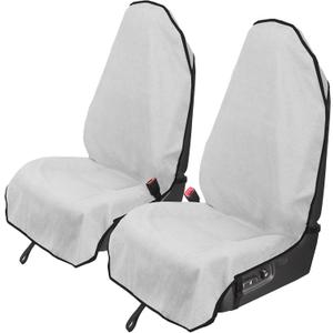 Leader Accessories 2pcs White Waterproof Towel Auto Car Seat Cover Protector Machine Washable - Fit Yoga Running Crossfit Athletes Beach Swimming Outdoor Sports