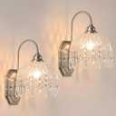 2-Pack Modern Wall Sconce, Glass Crystal, Nickel Sconces Wall Decor Set of 2 Finish, for Bedroom Bathroom Hallway Living Room, 2 units