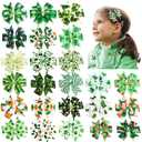 24 Pcs St. Patrick's Day Hair Bows Clips Shamrock Alligator Bow Hair Accessories Green White Clover Boutique Hair Clips Lucky Irish Party Bowknot Tree Hairpins Barrette for Girls