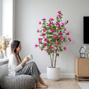 Fake Tree Bougainvillea Artificial 5 Feet Tall Fake Plant Faux Trees Indoor Faux Bougainvillea Artificial Trees Tall Artificial Plants Indoor Applies to Indoor Home Decor Office Hotel Decor