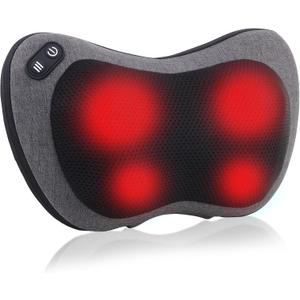 Shiatsu Neck and Back Massager with Heat - Deep Tissue Massage Pillow for Neck, Back & Shoulders Pain Relief, Ergonomic Design Electric Massager for Home, Car, Office Use, Gray
