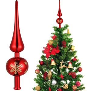 Gadpiparty Christmas Tree Toppers Vintage Plastic Tree Finals Metallic Tree Ornament Decorative Tree Topper for Xmas Holiday Decorations Red