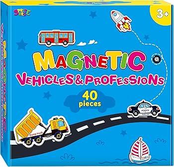40 PCS Vehicle Magnets, Vehicles and Professions Fridge Magnets for Kids-Common Vehicles, Airplane, Boat & Occupations-Magnetic Transport Refrigerator Decors Educational Learning Toys for Toddlers