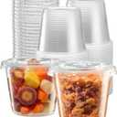 5 oz - 100 Sets Clear Diposable Plastic Portion Cups With Lids, Small Mini Containers For Portion Controll, Meal Prep, Sauce Cups, Slime, Medicine, Dressings, Crafts, Disposable Souffle Cups