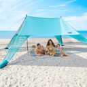 Large Portable Beach Shade- 15X10ft, Easy Setup, UPF50+ Protection, Ultra-Stable, Gull-Wing Beach Tent