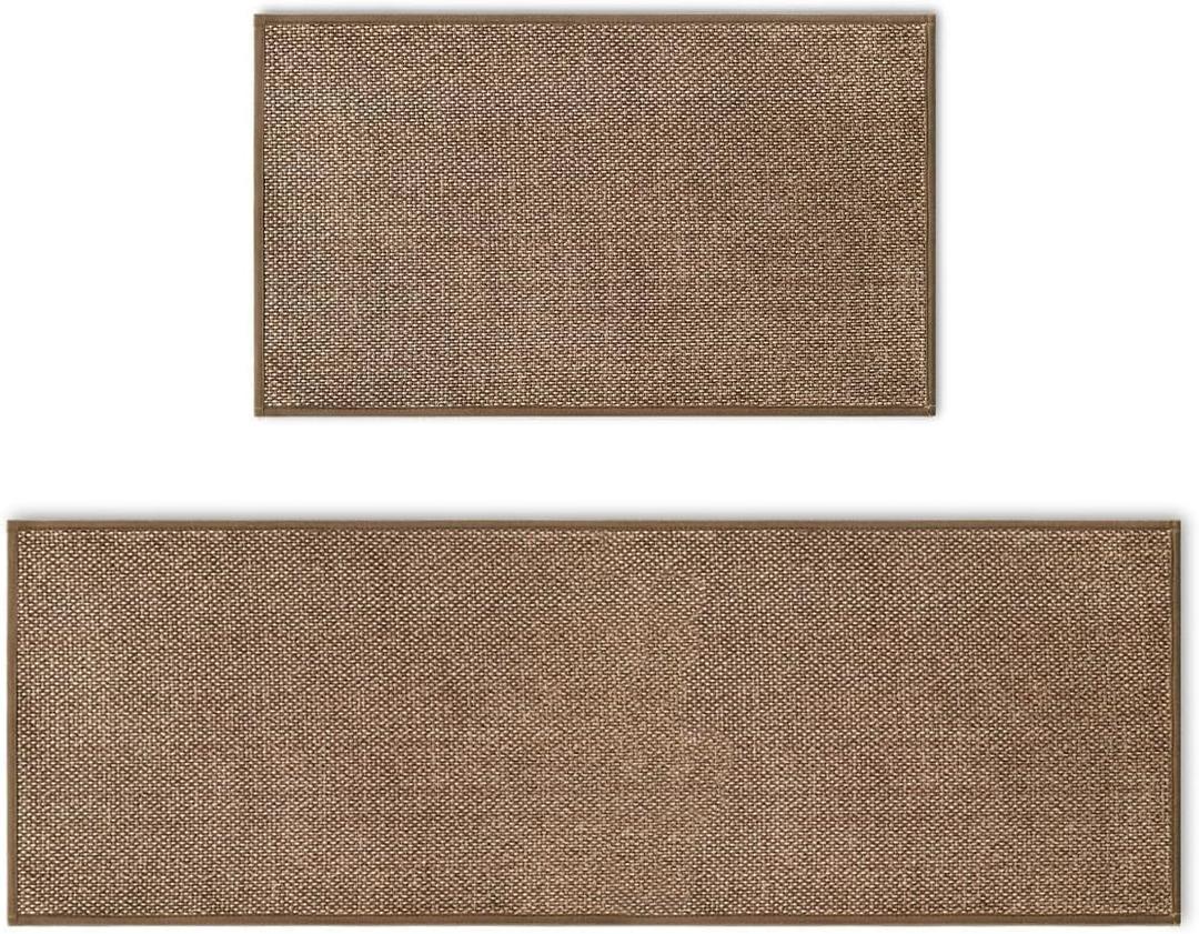 Artoid Mode Washable Kitchen Rugs and Mats Set of 2, Non Skid Rubber Absorbent Kitchen Floor Mats Front of Sink - 17x29 and 17x47 Inch (1'5" x 3'11")
