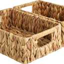 StorageWorks Water Hyacinth Baskets, Small Wicker Baskets for Organizing in Kitchen and Bathroom, 2-Pack (Small 2-Pack, Natural (Water Hyacinth))